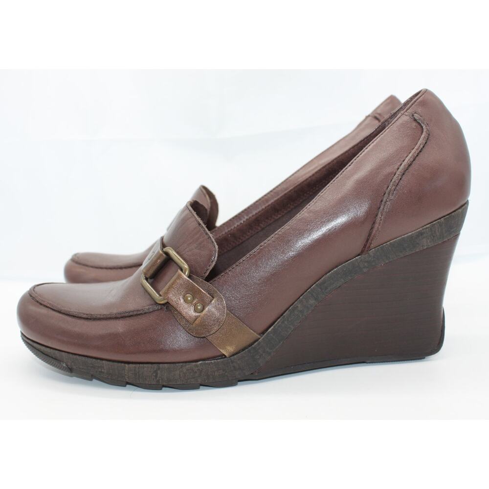 NWOT Kenneth Cole Reaction Brown Leather Cederama Slip On Wedge Loafers Shoes 11 - Picture 3 of 13